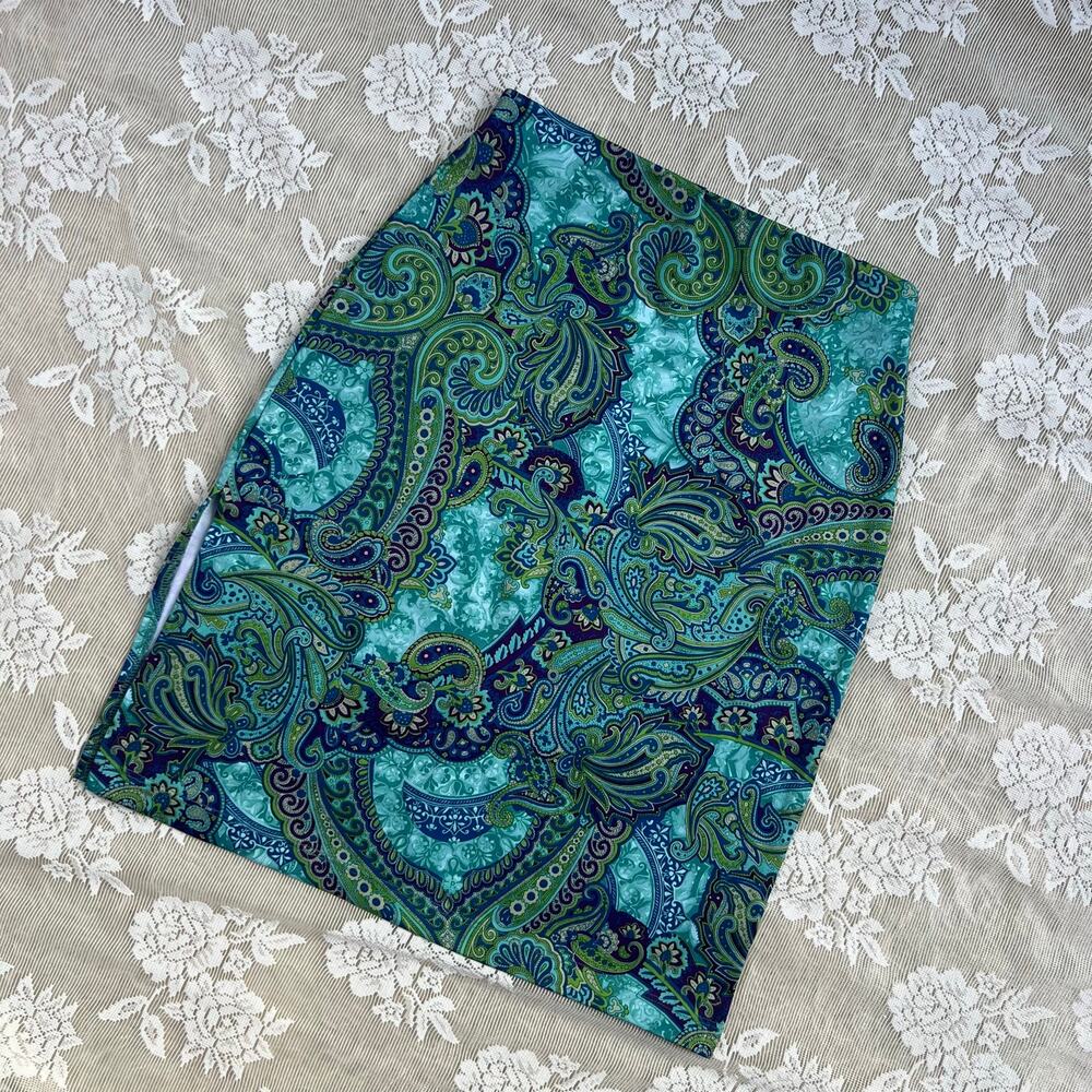 Vintage Silver Gate Blue Paisley Mini Skirt – Size Small